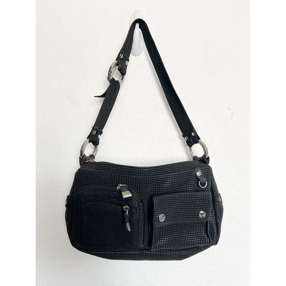 Y2K Shoulder Bag Cargo Black Purse Cyber Grunge Alt Girl Matrix Edgy Gropcore